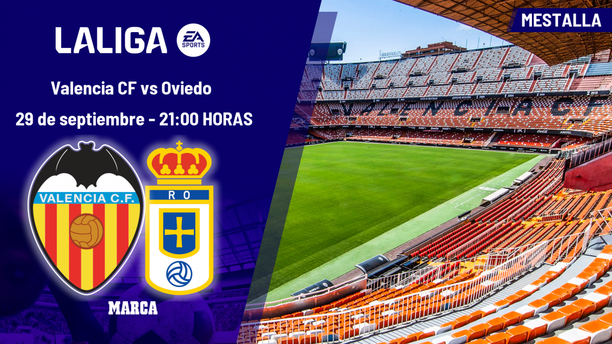 Valencia - Oviedo: a qué hora es, canal y dónde ver hoy en TV el partido de LaLiga EA Sports