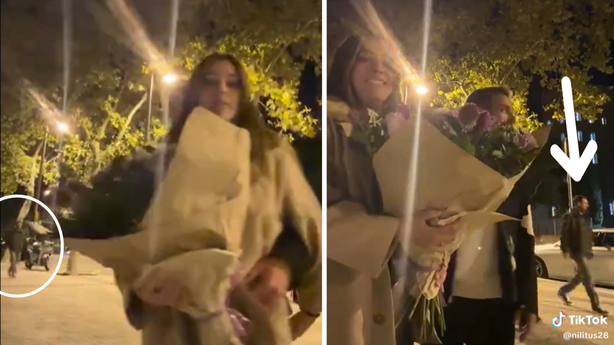 Se graba dando una sorpresa a su novia en Barcelona... ¡y aparece Messi con De Paul por detrás!