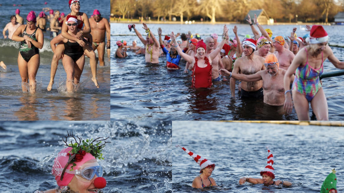 Otra Navidad en el agua: gorros de Papa Noel, disfraces, nariz de reno... una tradición centenaria