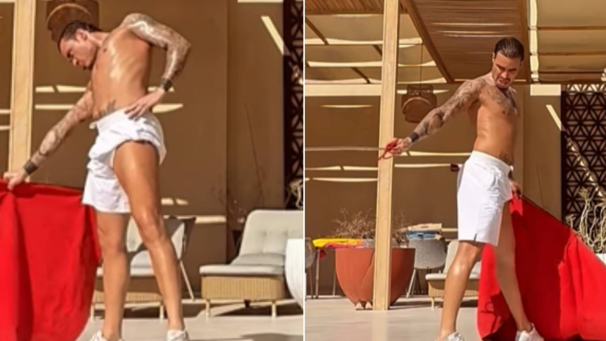 Sube el volumen: RDT practica sus pases con el capote imaginándose un toro