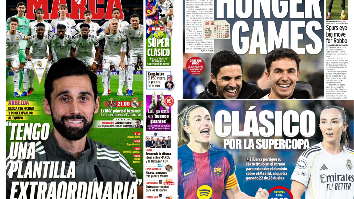 Las portadas del sábado: el orgullo de Arbeloa y los Juegos del Hambre de Arteta