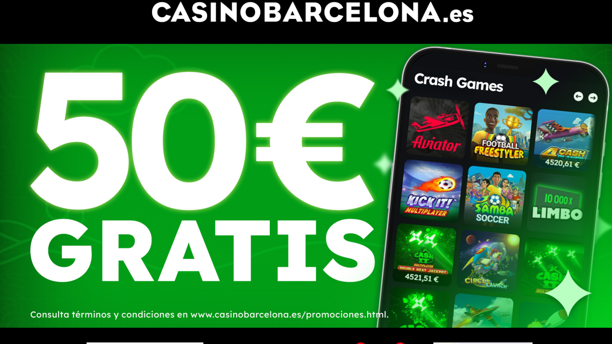 Obtén 50€ Gratis en Casino Barcelona y prueba sus Crash Games