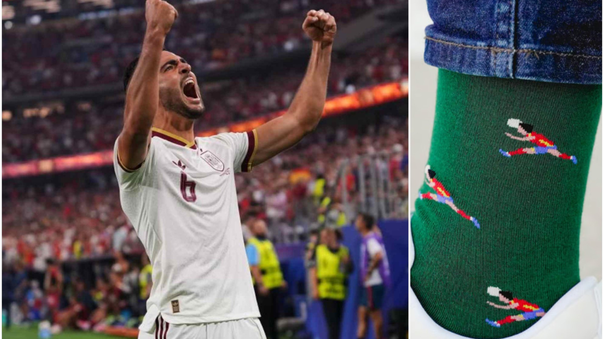 "Pañuelo de San Fermín y calcetines con el gol de Stuttgart"<br>