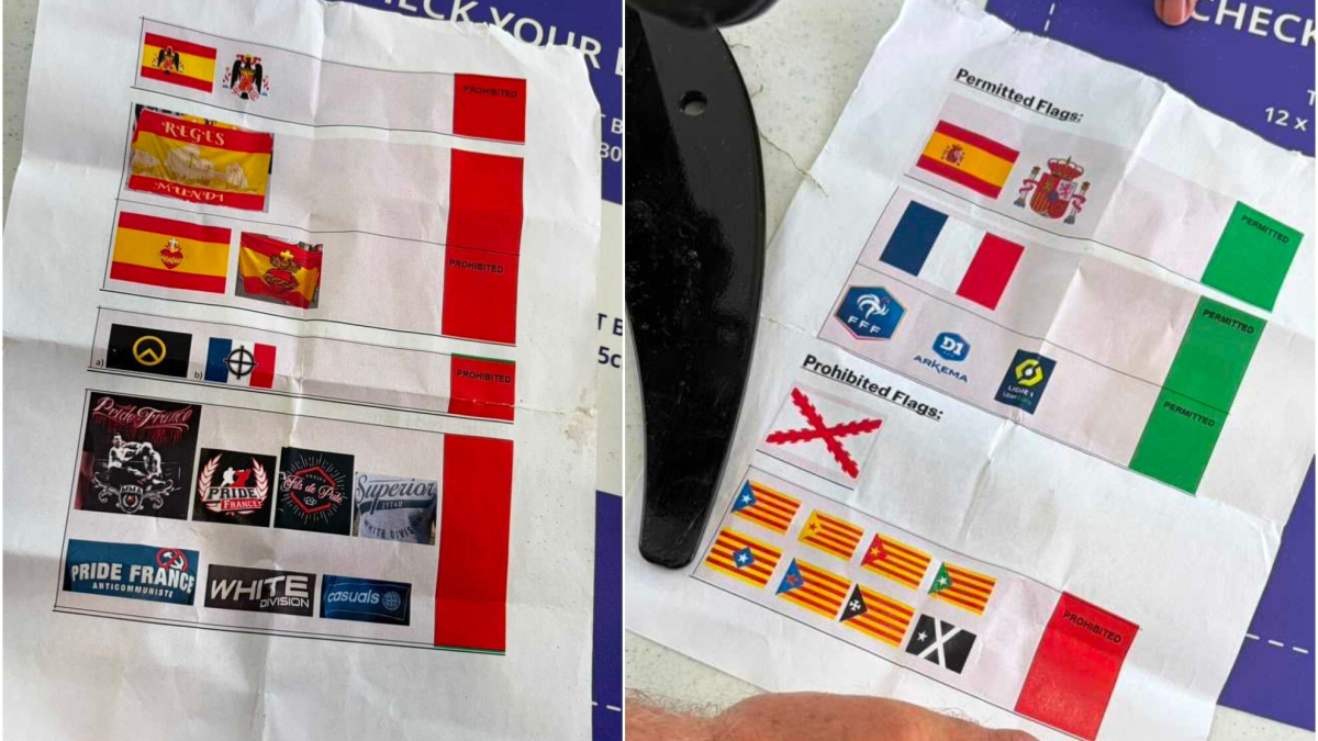 Las banderas prohibidas para el partido de España contra Francia