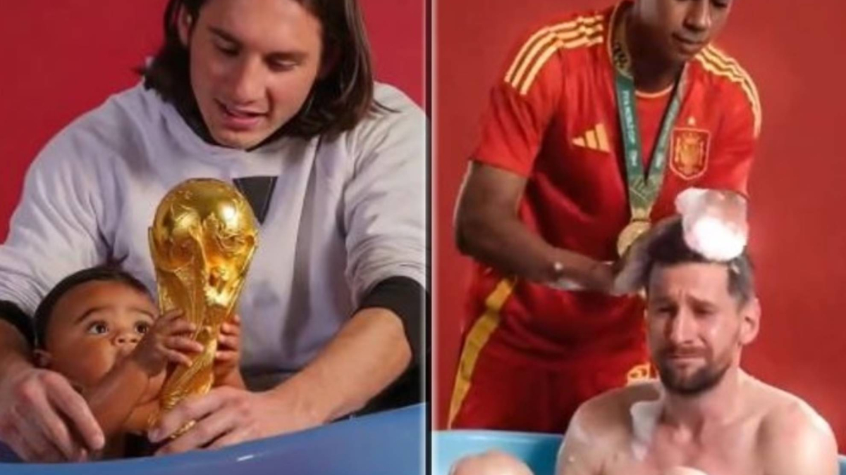 Las locuras de la IA tras ganar España el Mundial: reinventa el baño de Messi a Lamine Yamal