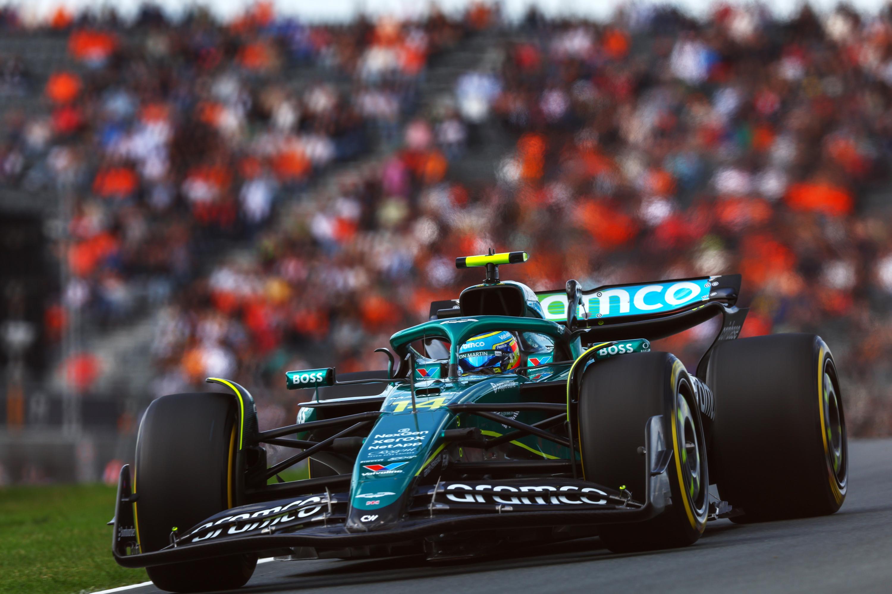 ZANDVOORT, NETHERLANDS - AUGUST 29: Fernando Alonso of Spain driving the (14) Aston Martin F1 Team AMR25 Mercedes on track during practice ahead of the F1 Grand Prix of Netherlands at Circuit Zandvoort on August 29, 2025 in Zandvoort, Netherlands. (Photo by Joe Portlock/Getty Images)
2232669680
Colour Image, Horizontal, sport, motorsport, formula one racing