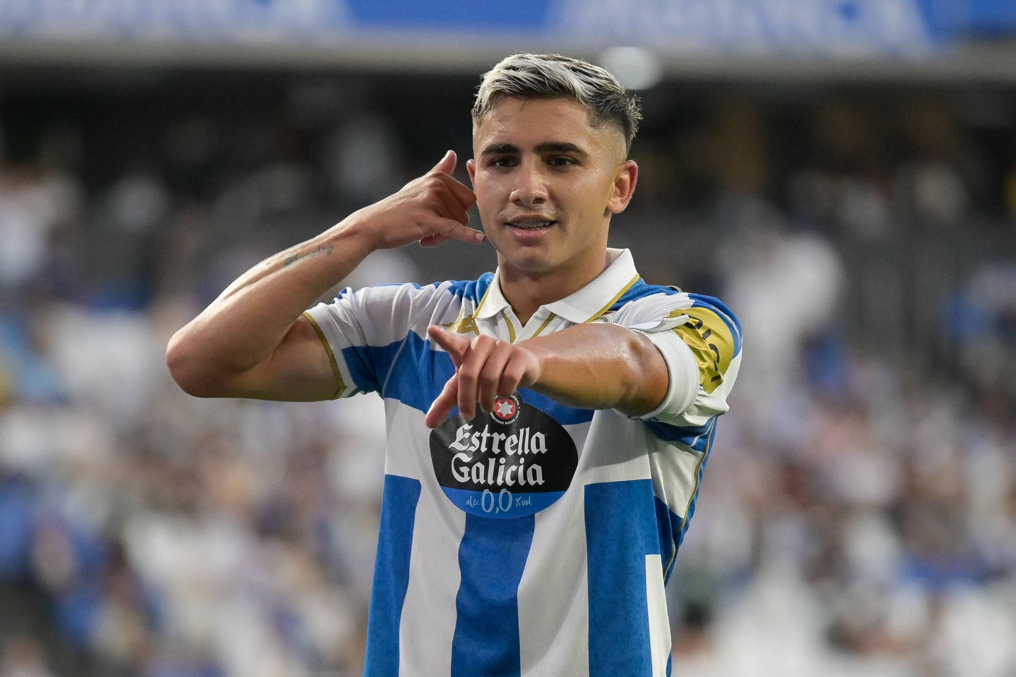 Yeremay celebra un gol con el Deportivo.