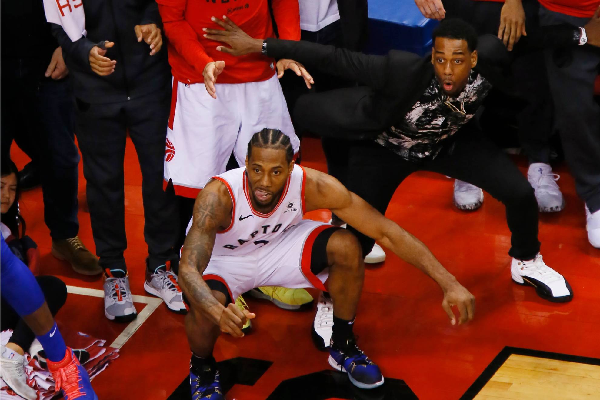 Jordan Loyd, behind Kawhi Leonard after the famous shot that decided the east final of 2019.
