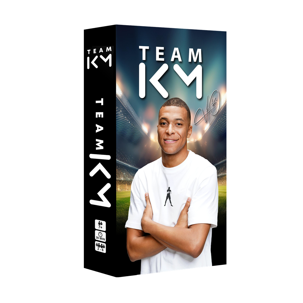 Caja de Team KM, el juego de mesa de Mbappé.