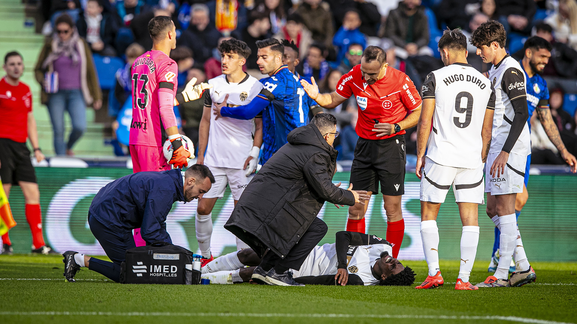 Thierry Rendall, el día de la lesión ante el Getafe.