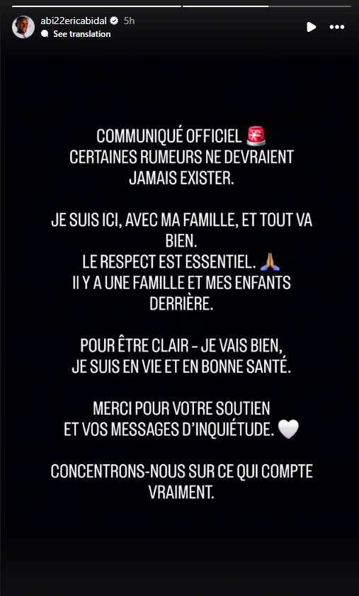 Comunicado oficial de Eric Abidal.