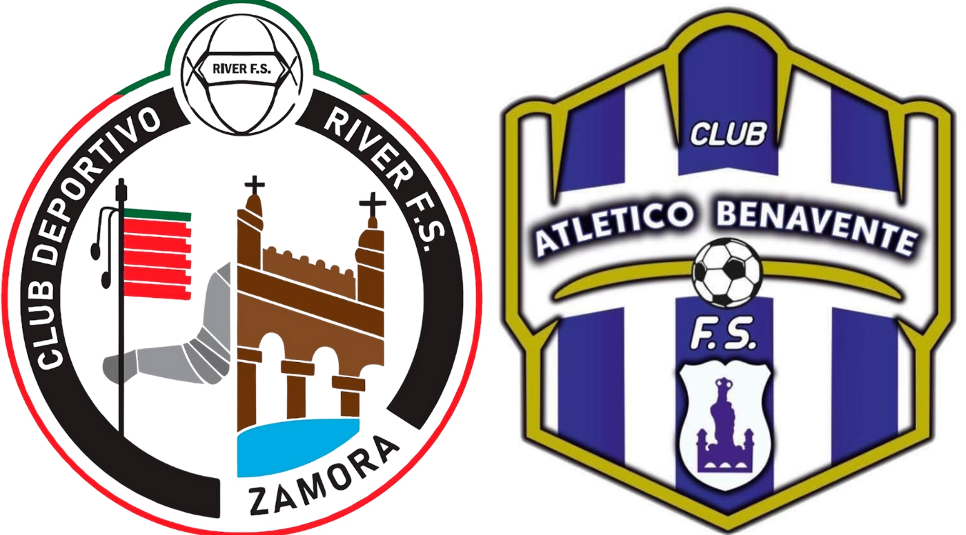 Escudos del River Zamora FS y del Atlético Benavente.