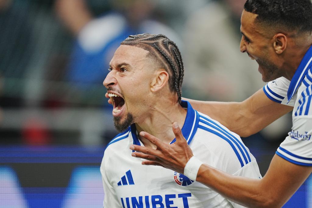 Jordan Larsson durante el encuentro de Champions entre Copenhague y Leverkusen. EFE/EPA/Liselotte Sabroe DENMARK OUT
