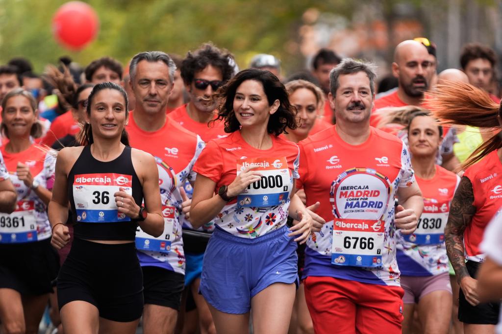 Isabel Díaz Ayuso, en la carrera 'Ibercaja Madrid corre por Madrid'.