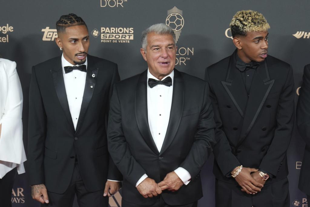 Joan Laporta, Raphinha y Lamine Yamal