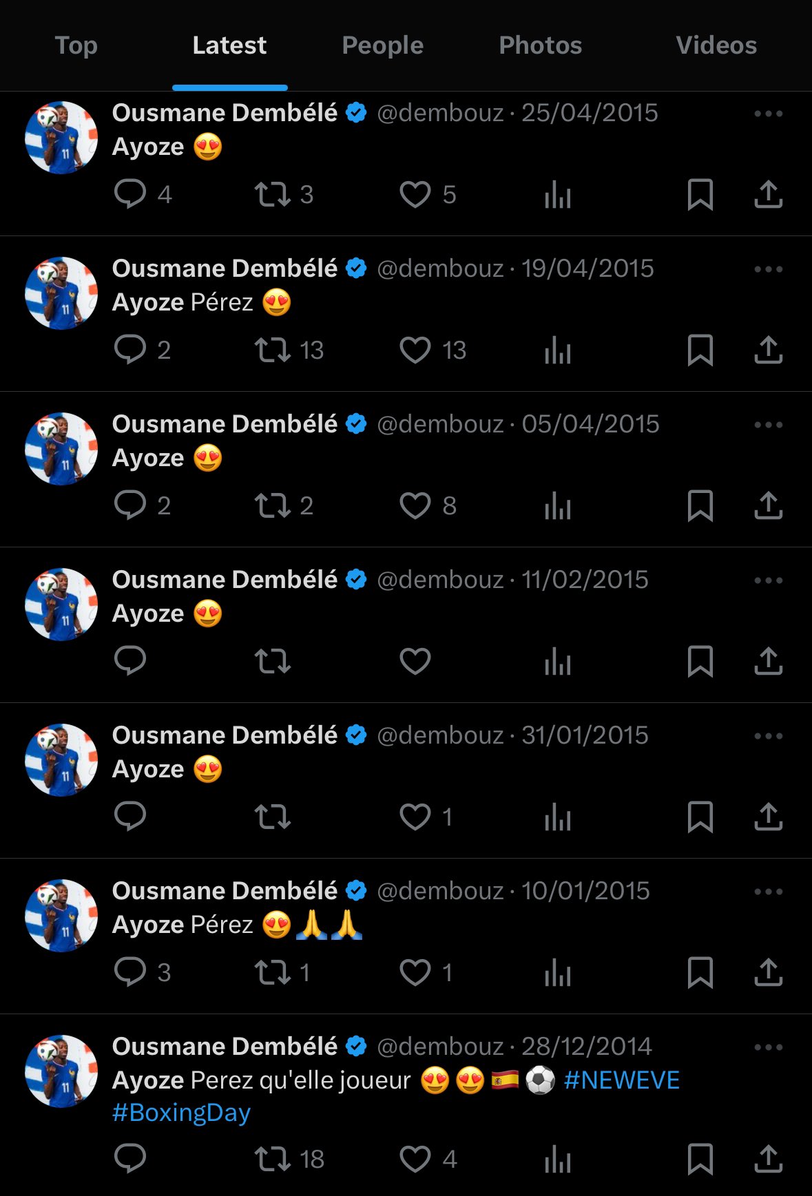 Tweets de Dembélé cuando era canterano del Rennes