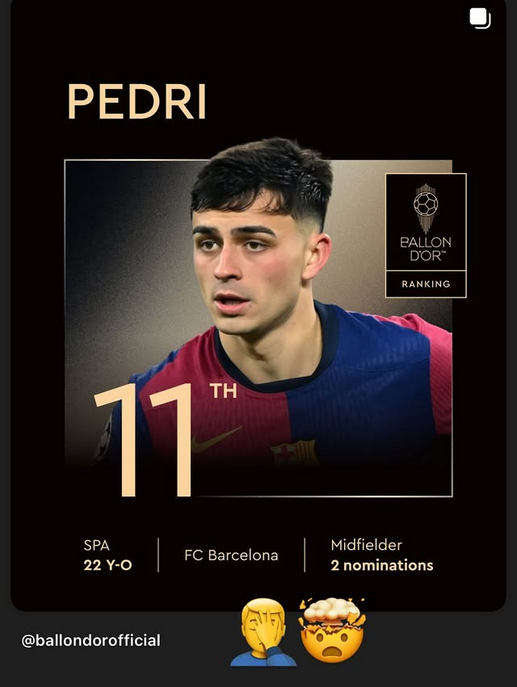 Ferran Torres zmätený Pedriho Ballon D'Or rebríčko.