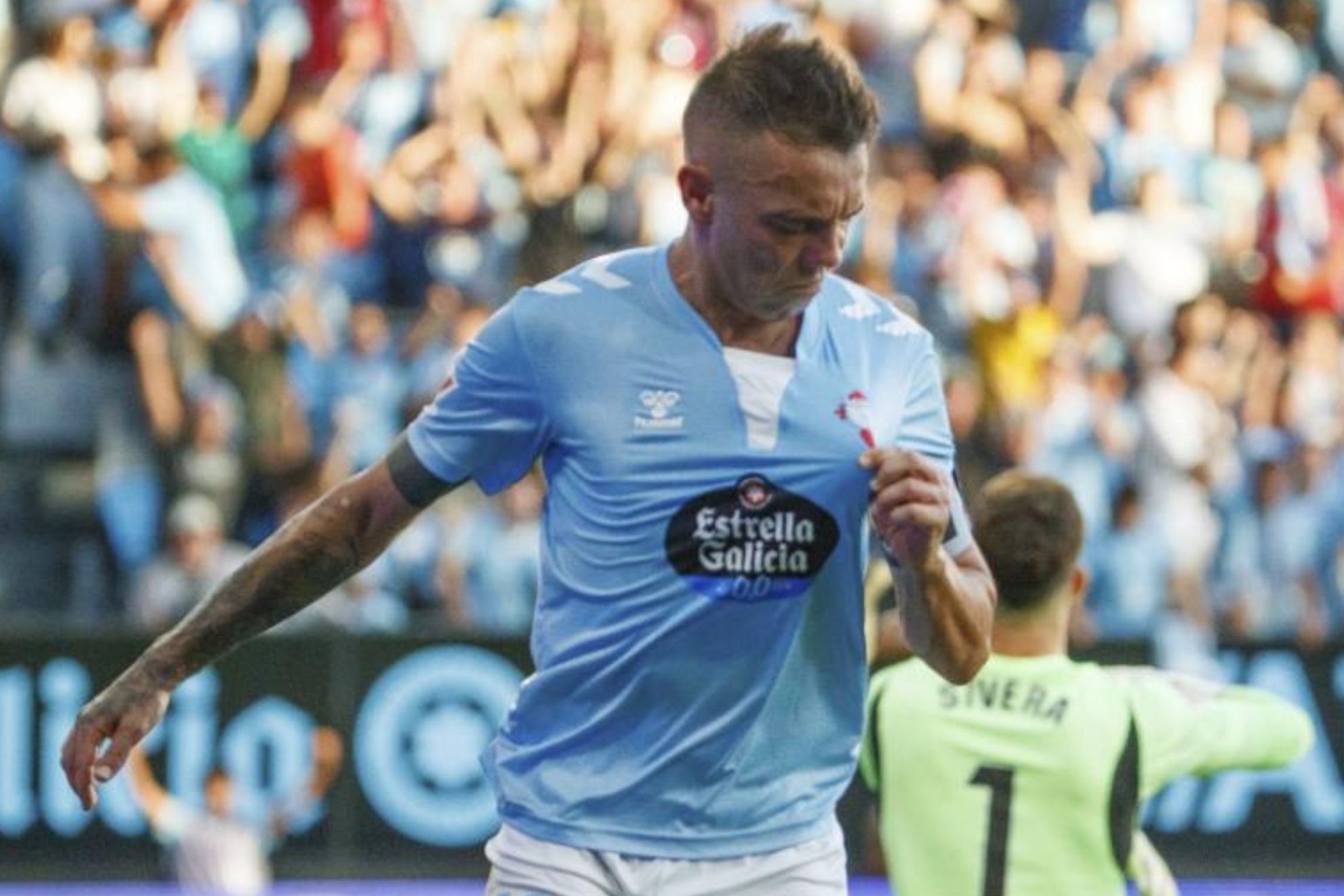 Iago Aspas celebra un gol.