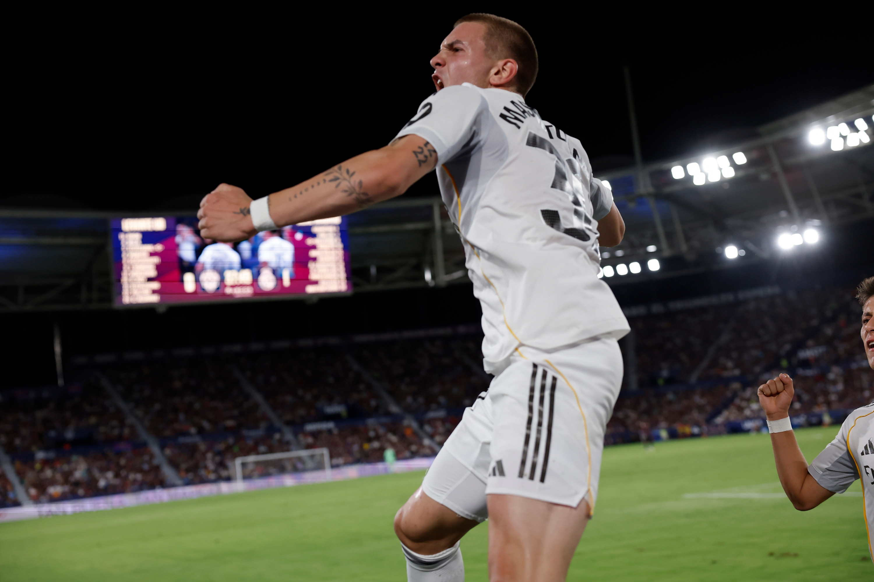 Mastantuono celebra su gol al Levante