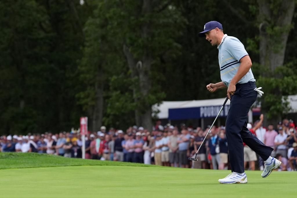 Ludvig Aberg celebra un putt