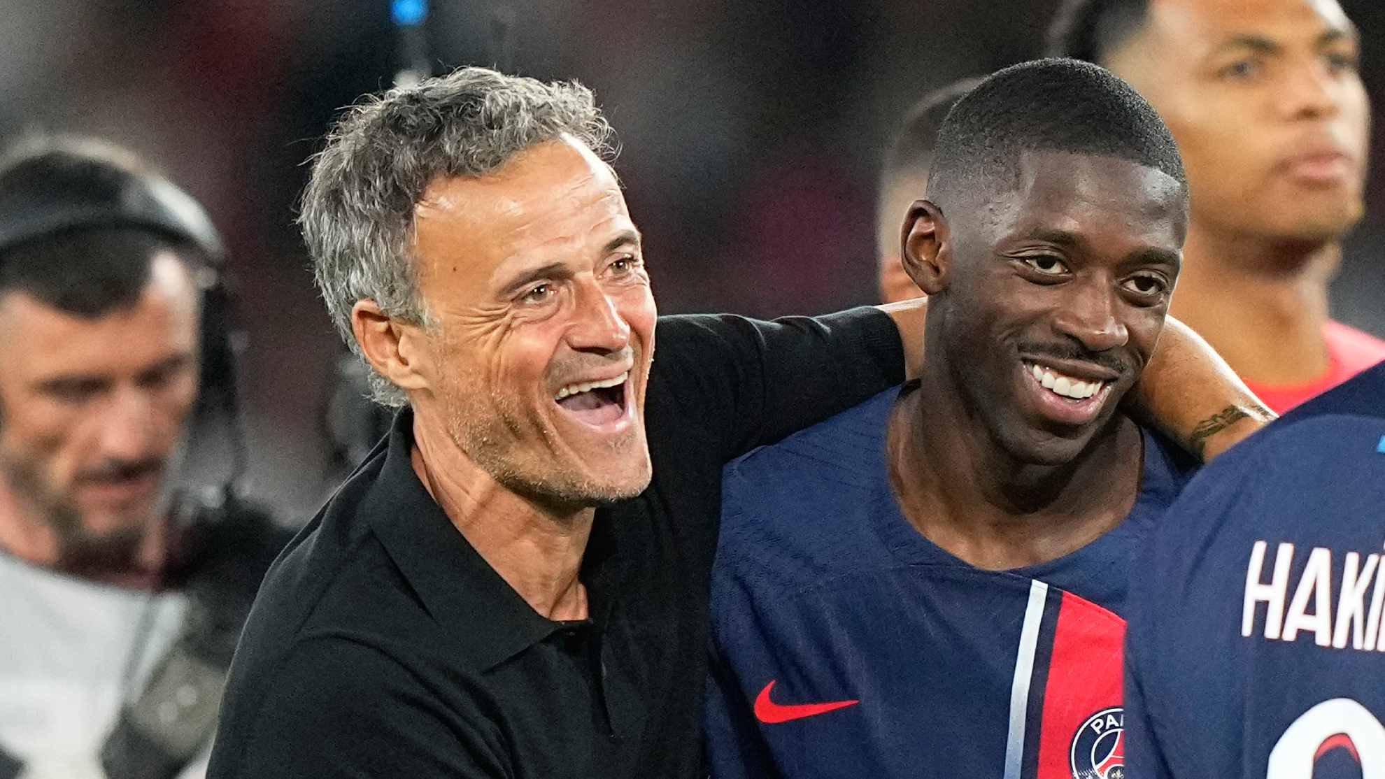 Dembélé junto a Luis Enrique
