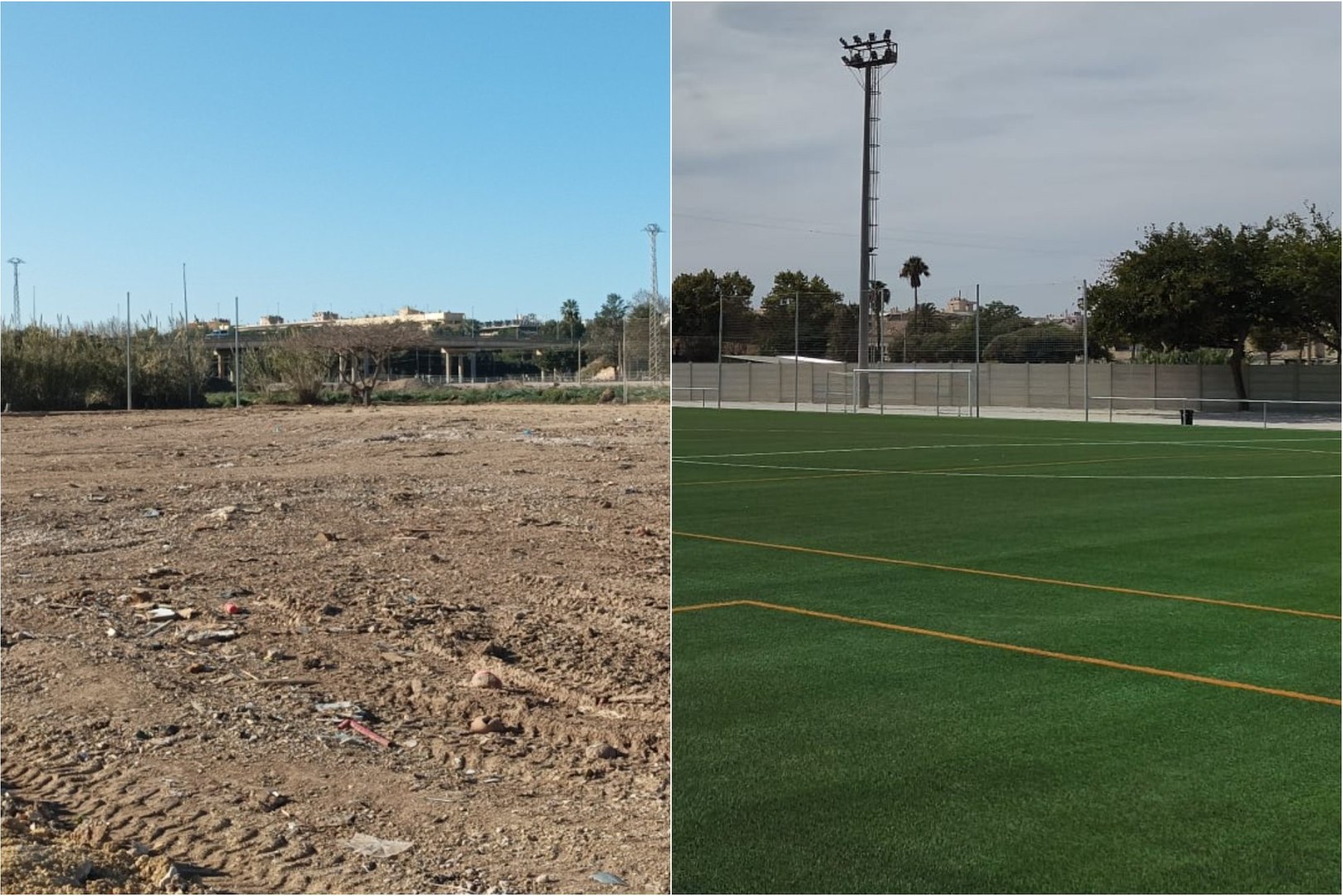 El programa Alcem-se Esport reconstruye la instalación municipal que quedó arrasada y convertida en cementerio de coches durante semanas 