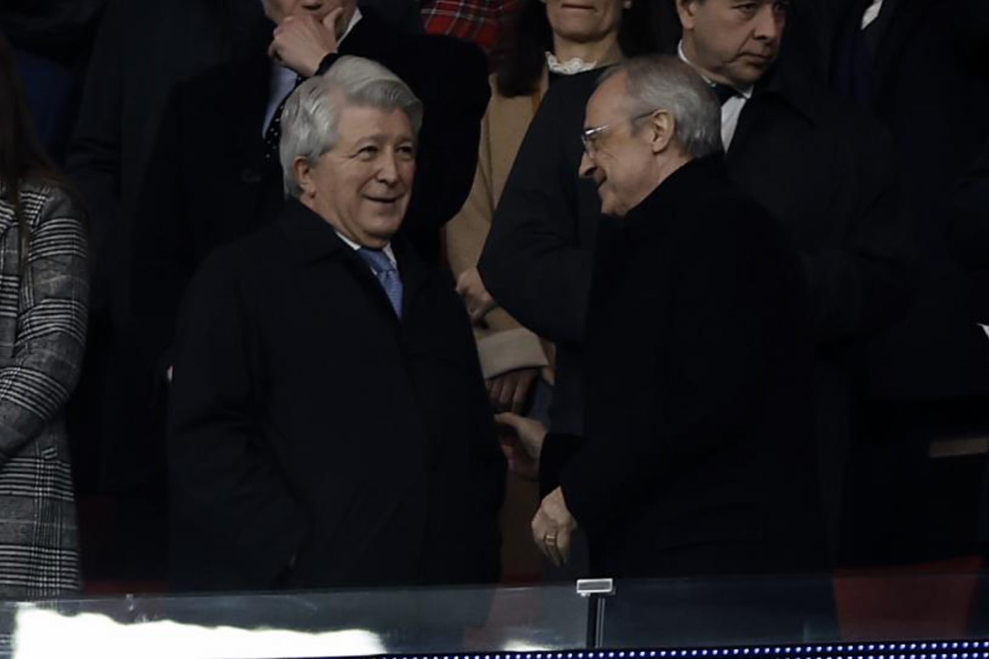 Florentino Pérez y Enrique Cerezo en el palco del Metropolitano.