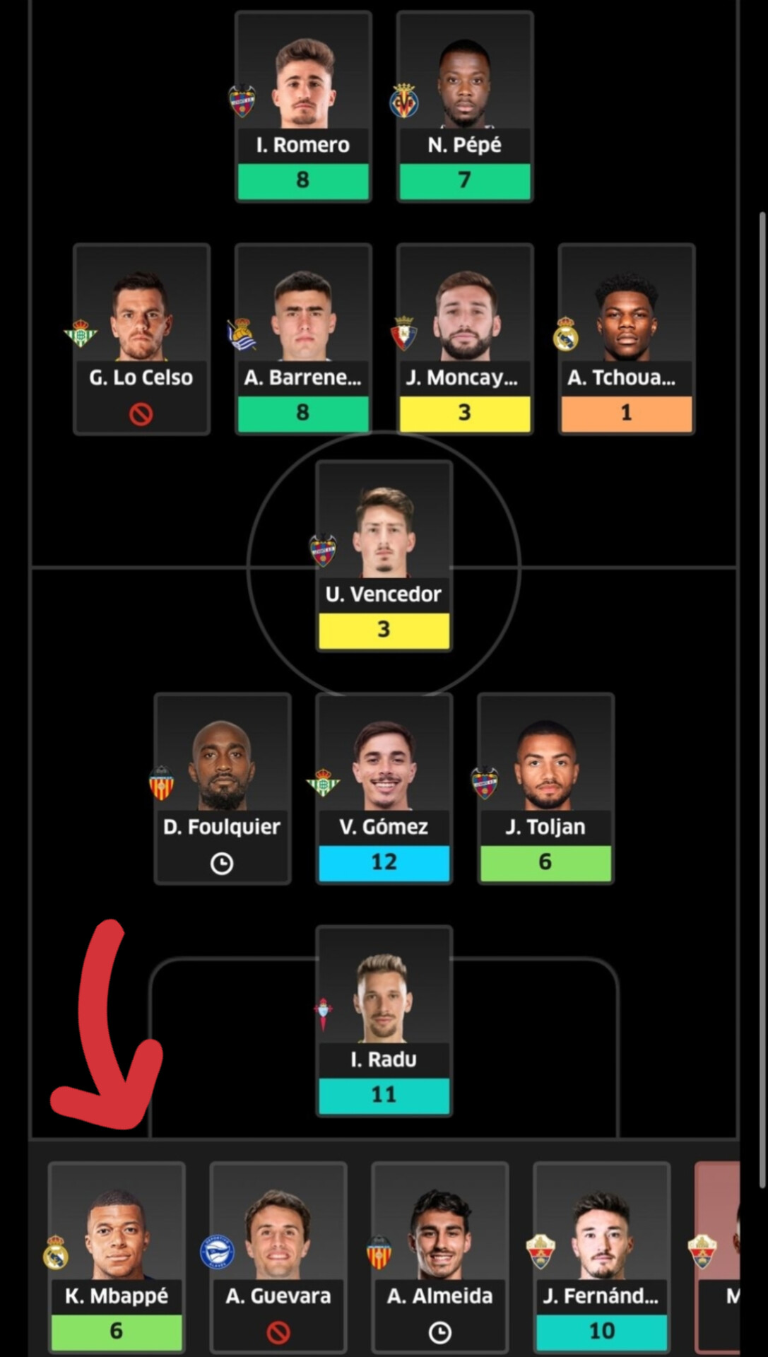 Mbappé, a la espera de que Javi lo ponga ya en la jornada 8.