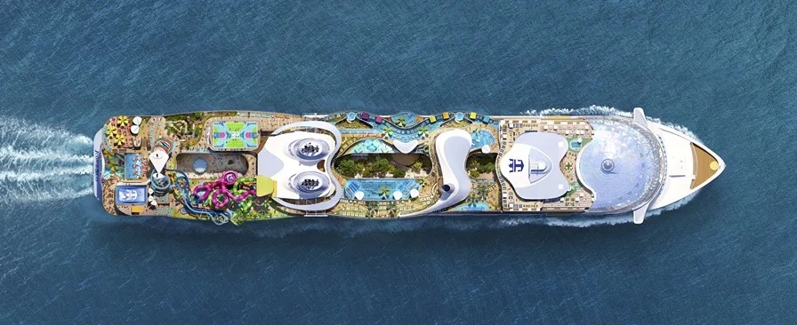 El Royal Caribbean desde el cielo.