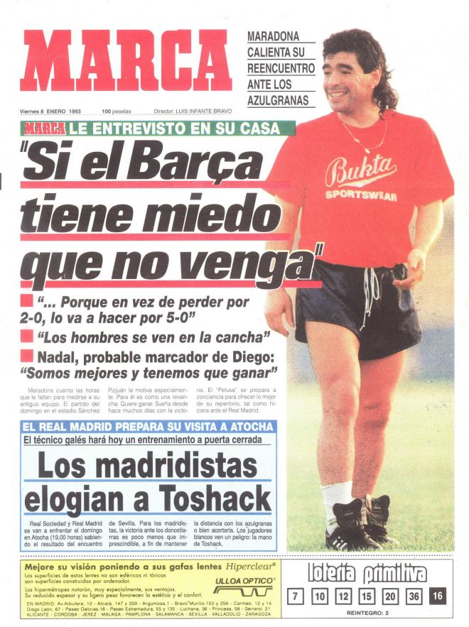 Portada de MARCA con la entrevista a Maradona.