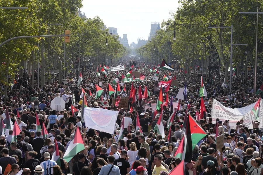 La manifestación por Gaza de Barcelona.