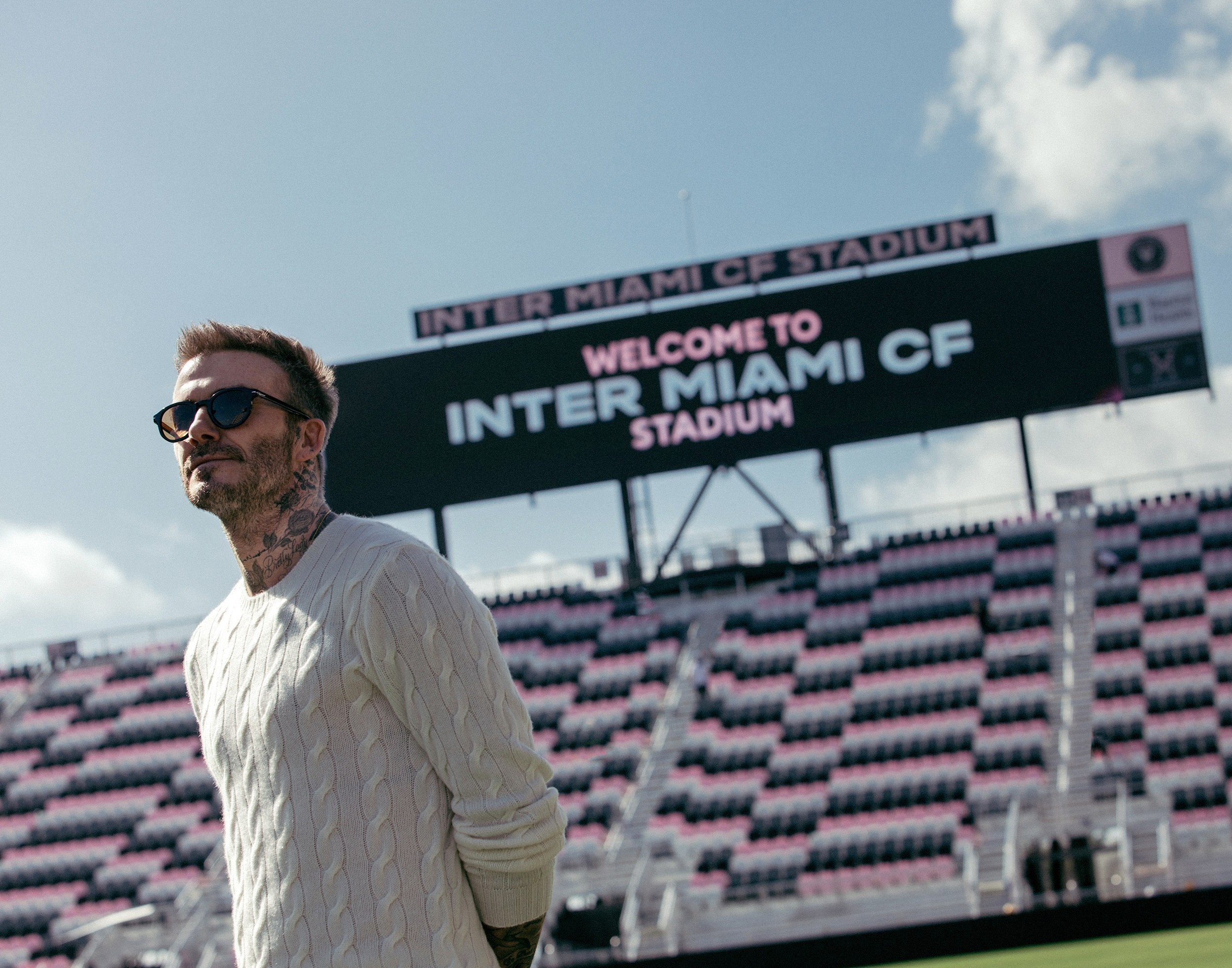 David Beckham posa en el Chase stadium, sede del Inter de Miami